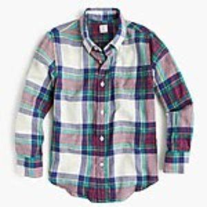 New J. Crew flannel rock salt sesame plaid checkered cotton button down shirt